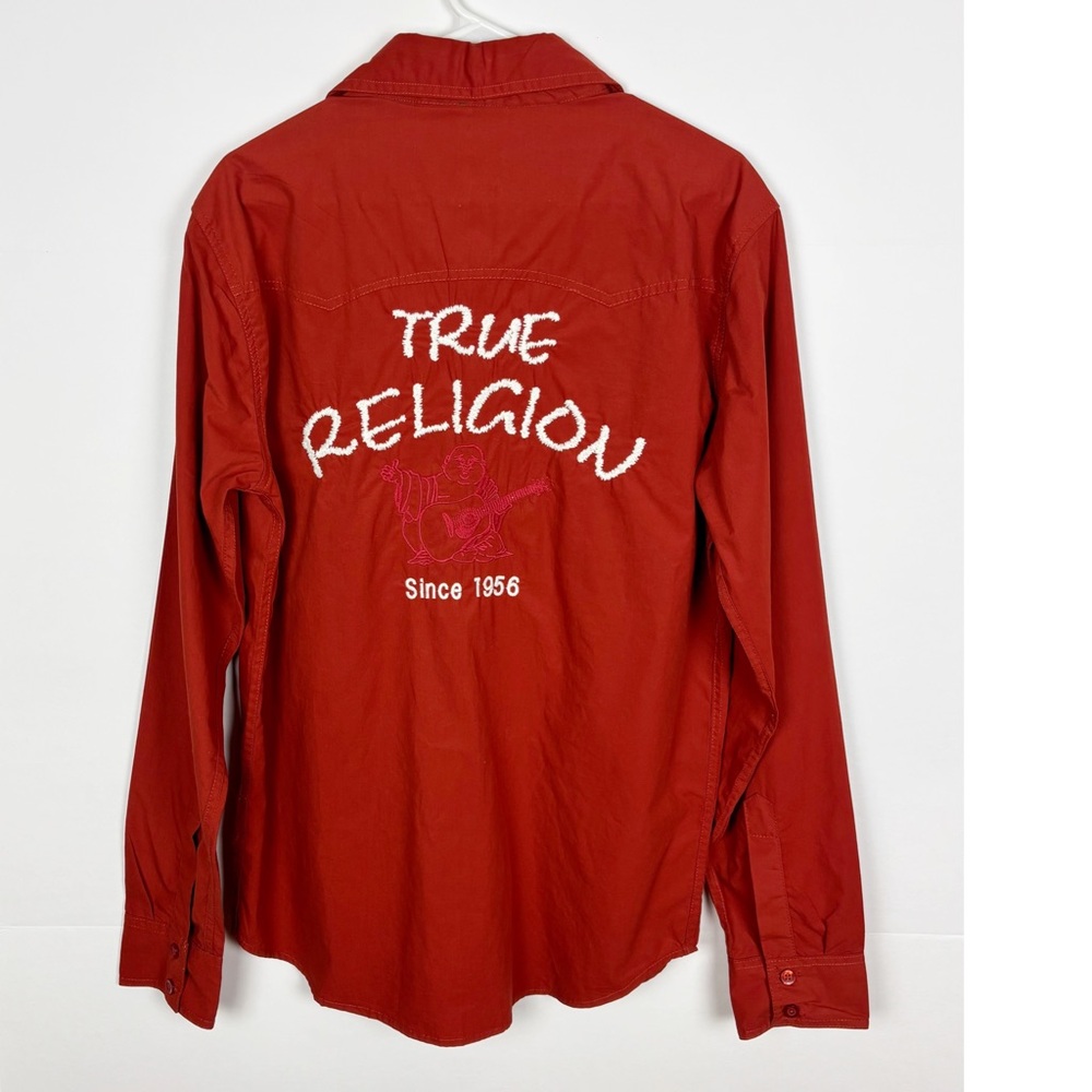 True Religion Button Up Shirt Men’s Size Large Western USA Rust